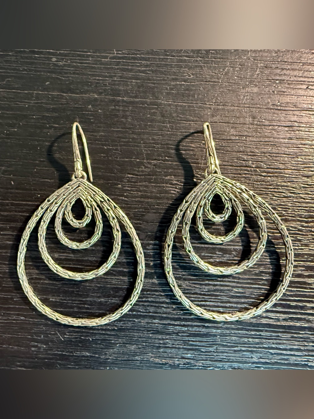 John Hardy Classic Chain Carved Drop Silver Earrings
